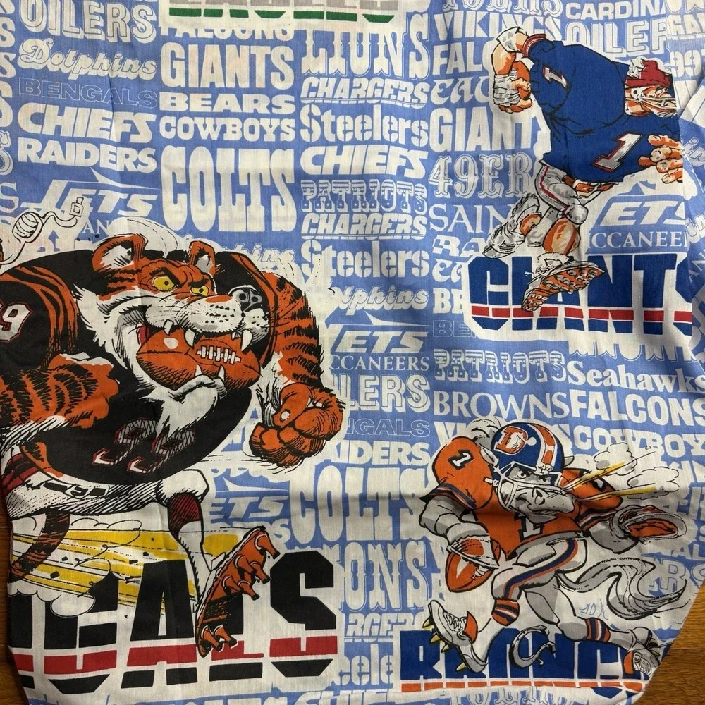 Vintage‎ 1988 NFL Jack Davis Blanket Teams Bears Raiders 49ers Giants Art 39x75